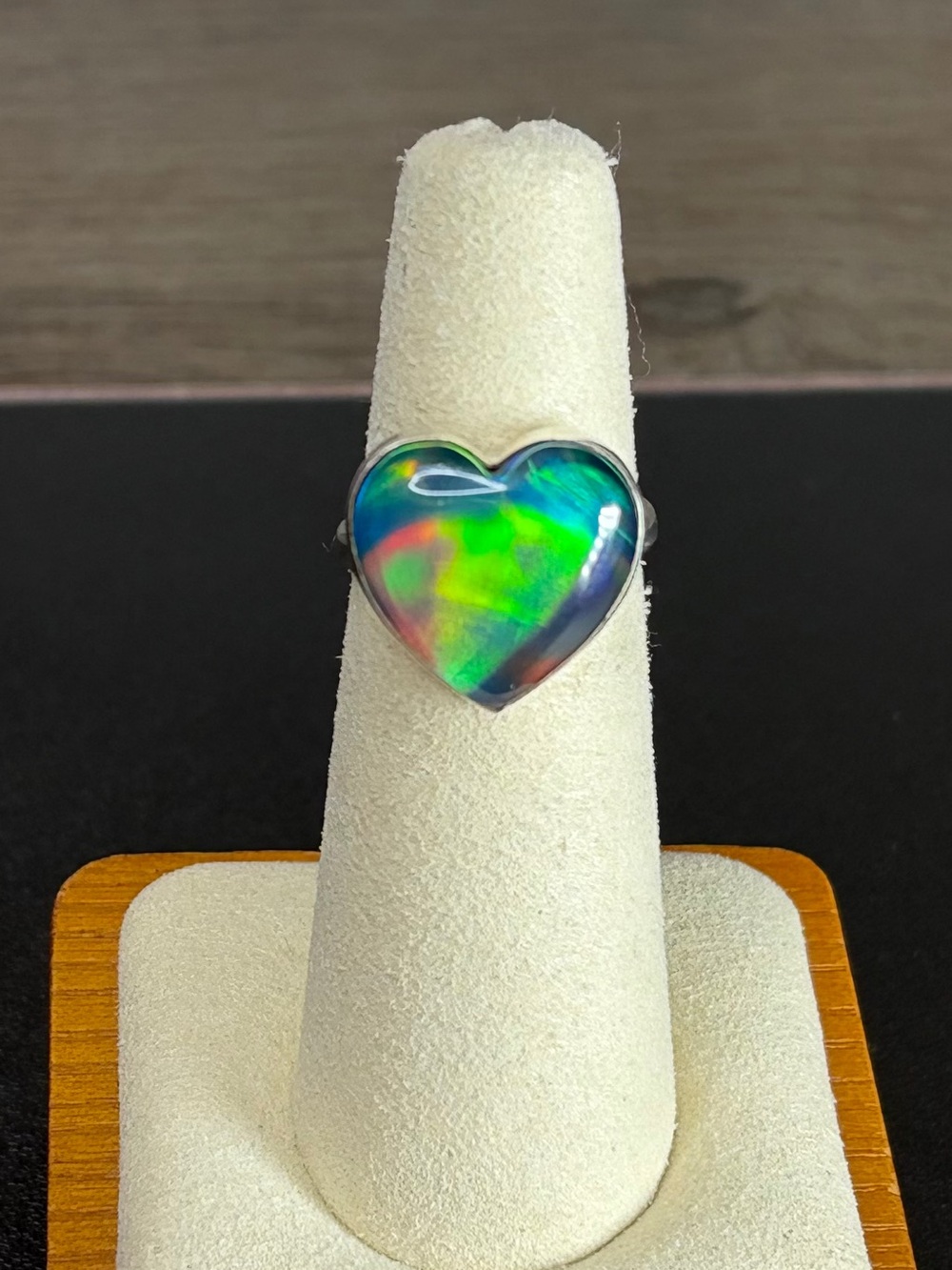 925 Sterling Silver Royal Opal Heart Ring